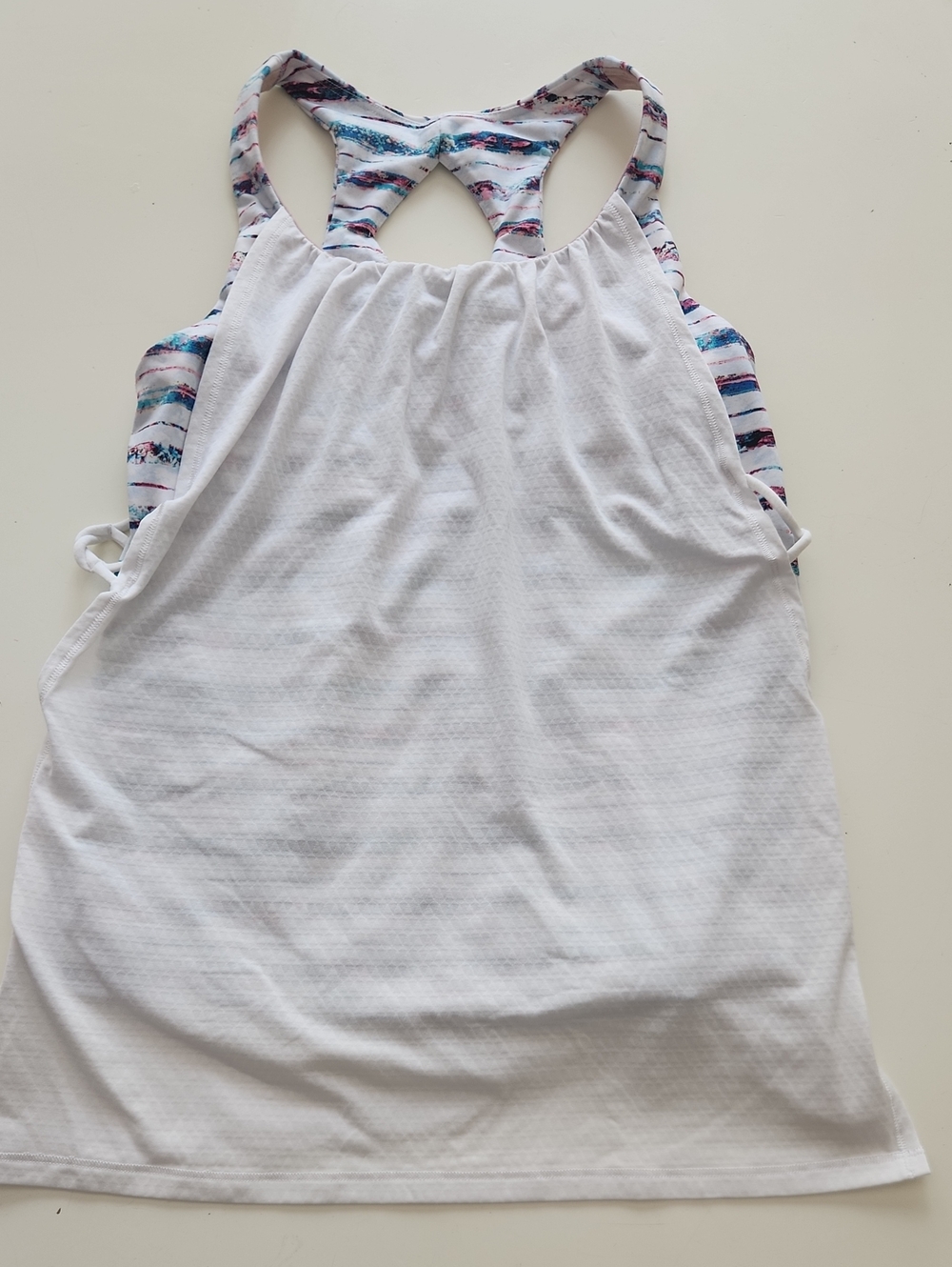 Ivivva White Striped Layered Workout Tank With Built On Bra 12